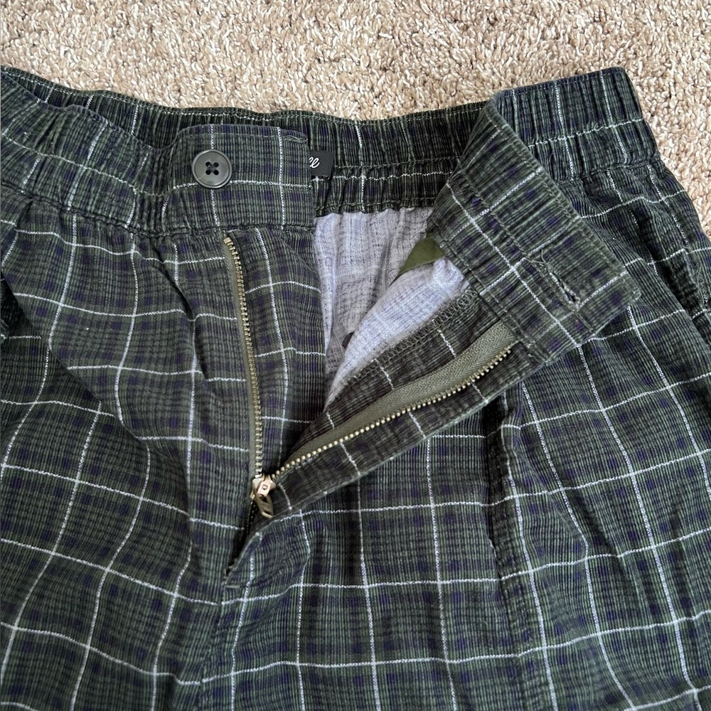 Madewell Dark Green Blue Plaid Corduroy Pull-On Tapered Pants Carpenter Loop S - Picture 4 of 15